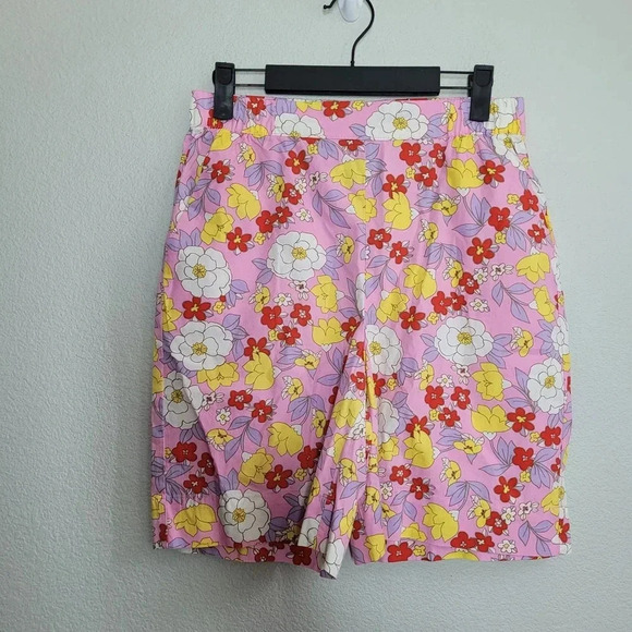 Vero Moda Women's High Waisted Shorts Size XS Pink Floral 100% Cotton Pockets - Picture 2 of 10